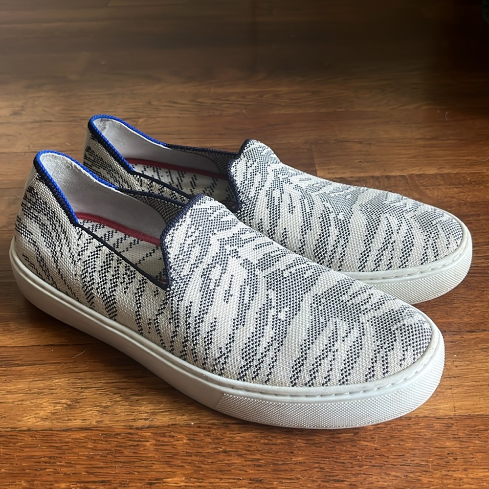 Rothy's Cream and Black Patterned Sneakers